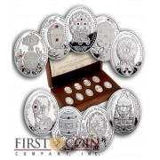 Niue Island Imperial Faberge Eggs 16.81 g series Silver 9 Coin Set Proof 2013 Swarovski Crystals ~4.86 oz